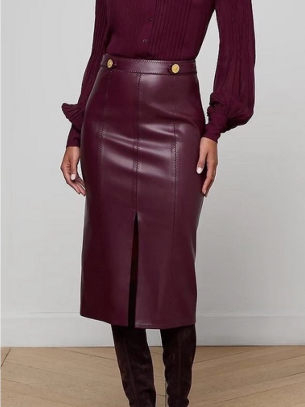 L’AGENCE
Arlette whipstitch Midi Skirt dark pot